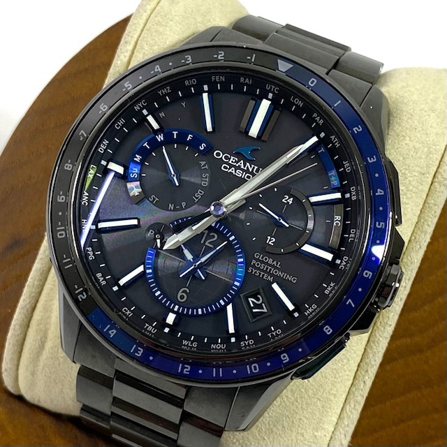 1円～ メーカー修理点検済 箱付き CASIO カシオ OCEANUS オシアナス OCW-G1100B-1AJF クロノグラフ ソーラー チタン メンズ 腕時計_画像1