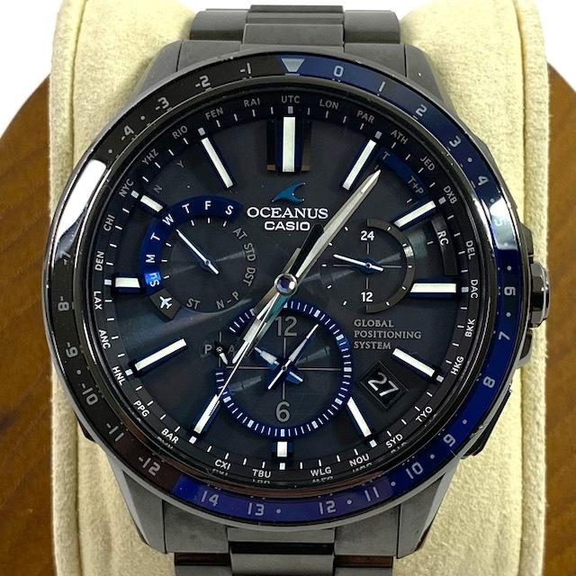 1円～ メーカー修理点検済 箱付き CASIO カシオ OCEANUS オシアナス OCW-G1100B-1AJF クロノグラフ ソーラー チタン メンズ 腕時計の画像4