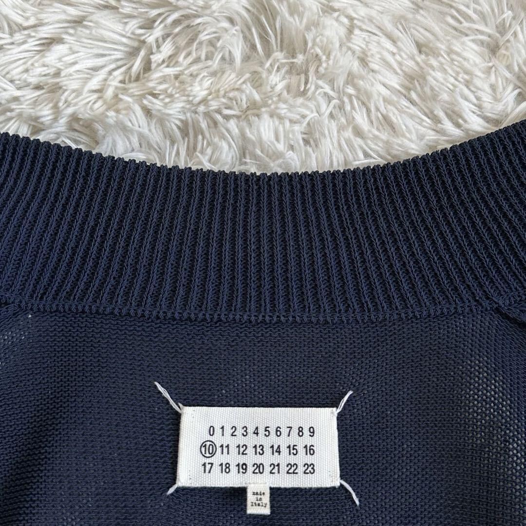 極美品 伊製 Margiela マルタンマルジェラ メンズ ドライバーズニット ダブルジップ 長袖 セーター ジップアップ ジャケット ネイビー 紺の画像6
