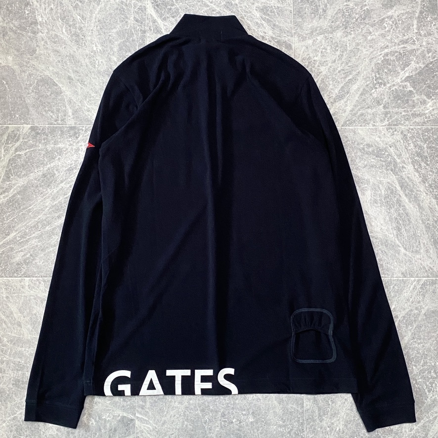 極美品 新作 PEARLY GATES パーリーゲイツ モックネック ハーフジップ 長袖 シャツ カットソー メンズ 6 ネイビー ロゴ ゴルフウェア C317_画像2