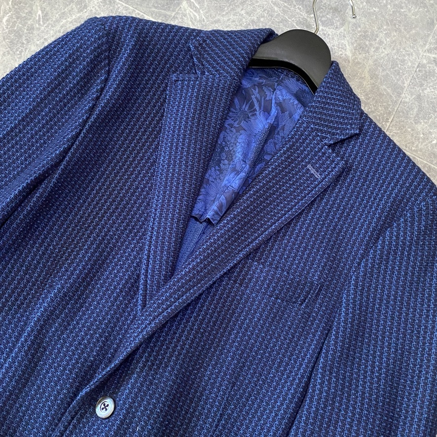 Distinction MEN'S BIGI メンズビギ ニット テーラードジャケット アンコン メンズ LL ネイビー ストライプ 花柄 シェルボタン 362_画像5