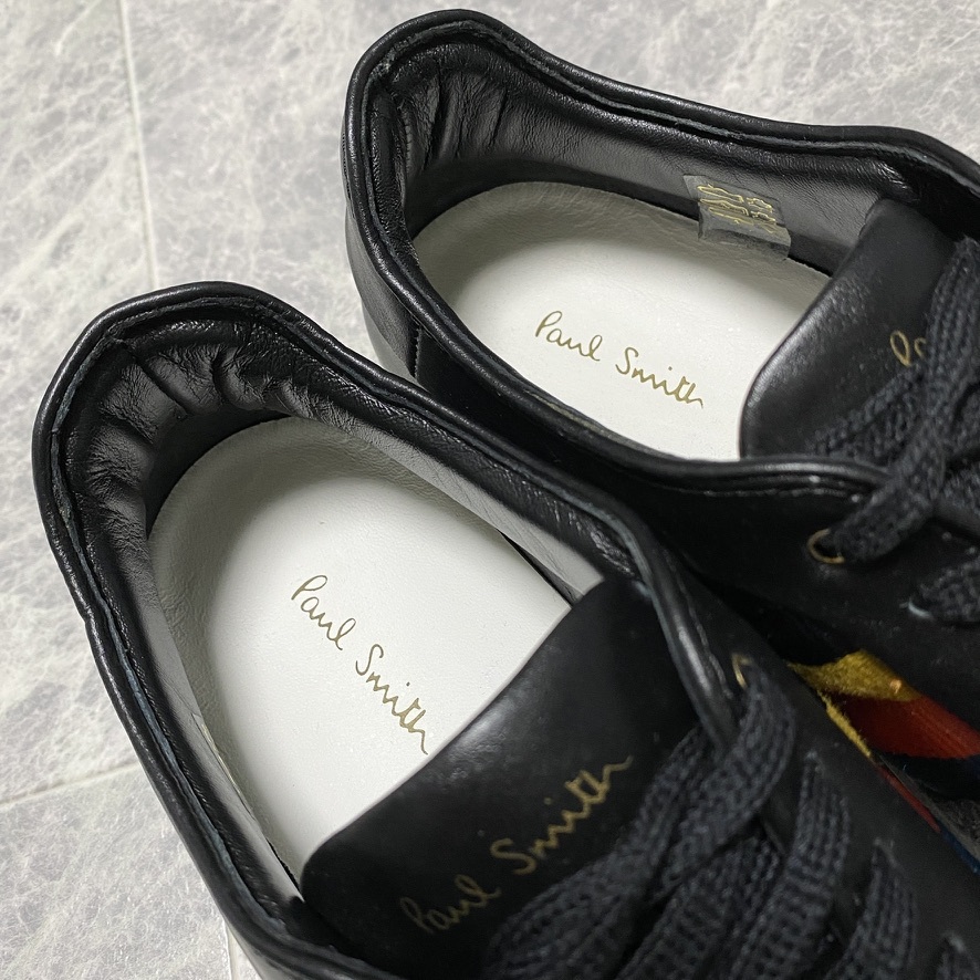  прекрасный товар обычная цена 6.8 десять тысяч Paul Smith Paul Smith натуральная кожа спортивные туфли обувь UK6 (25cm) чёрный черный мульти- полоса signature C387