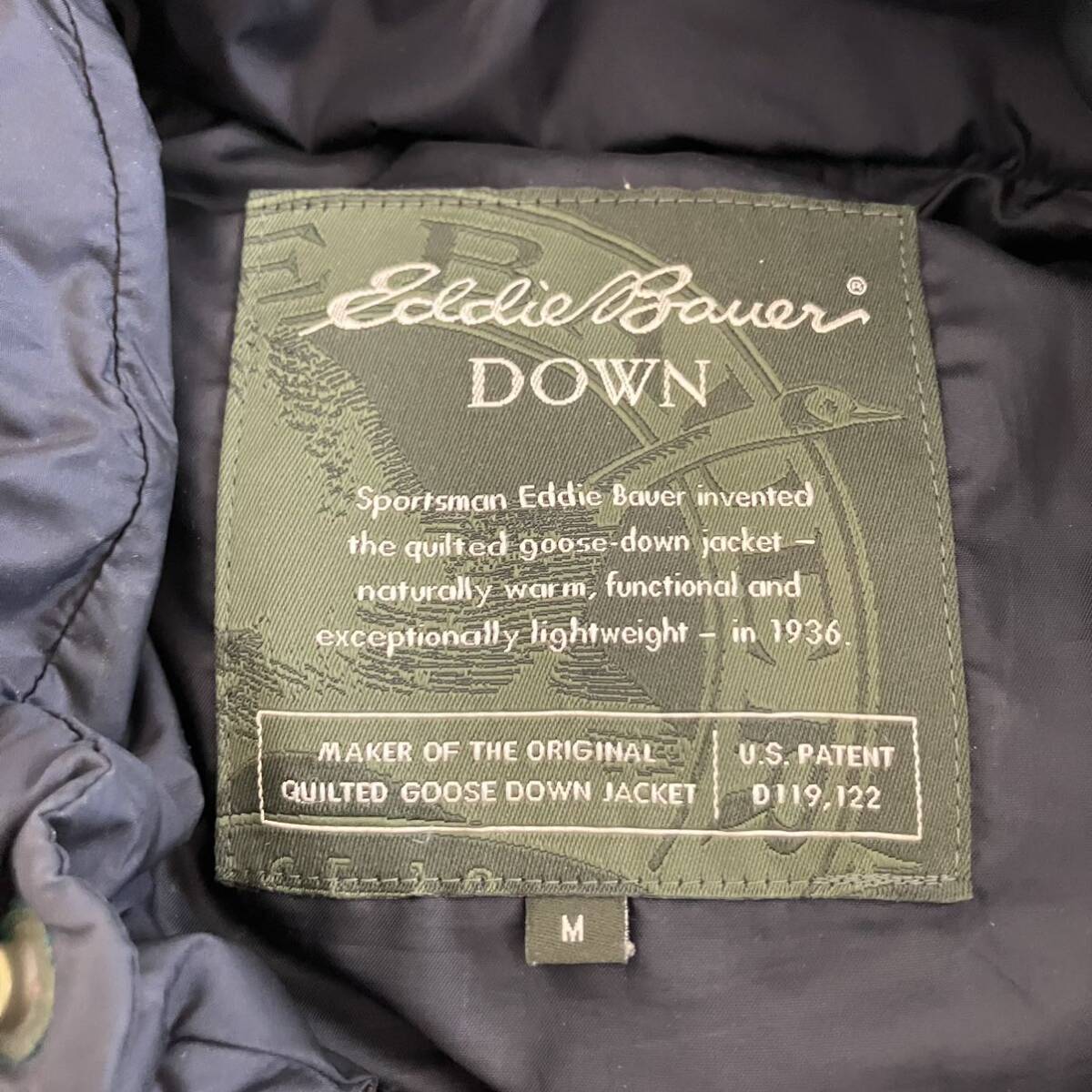 ●3-409 Eddie Bauer エディーバウアー メンズ アウター ダウン ダウンベスト 切替 スエード ベスト フルジップ ジャケット サイズ M_画像9