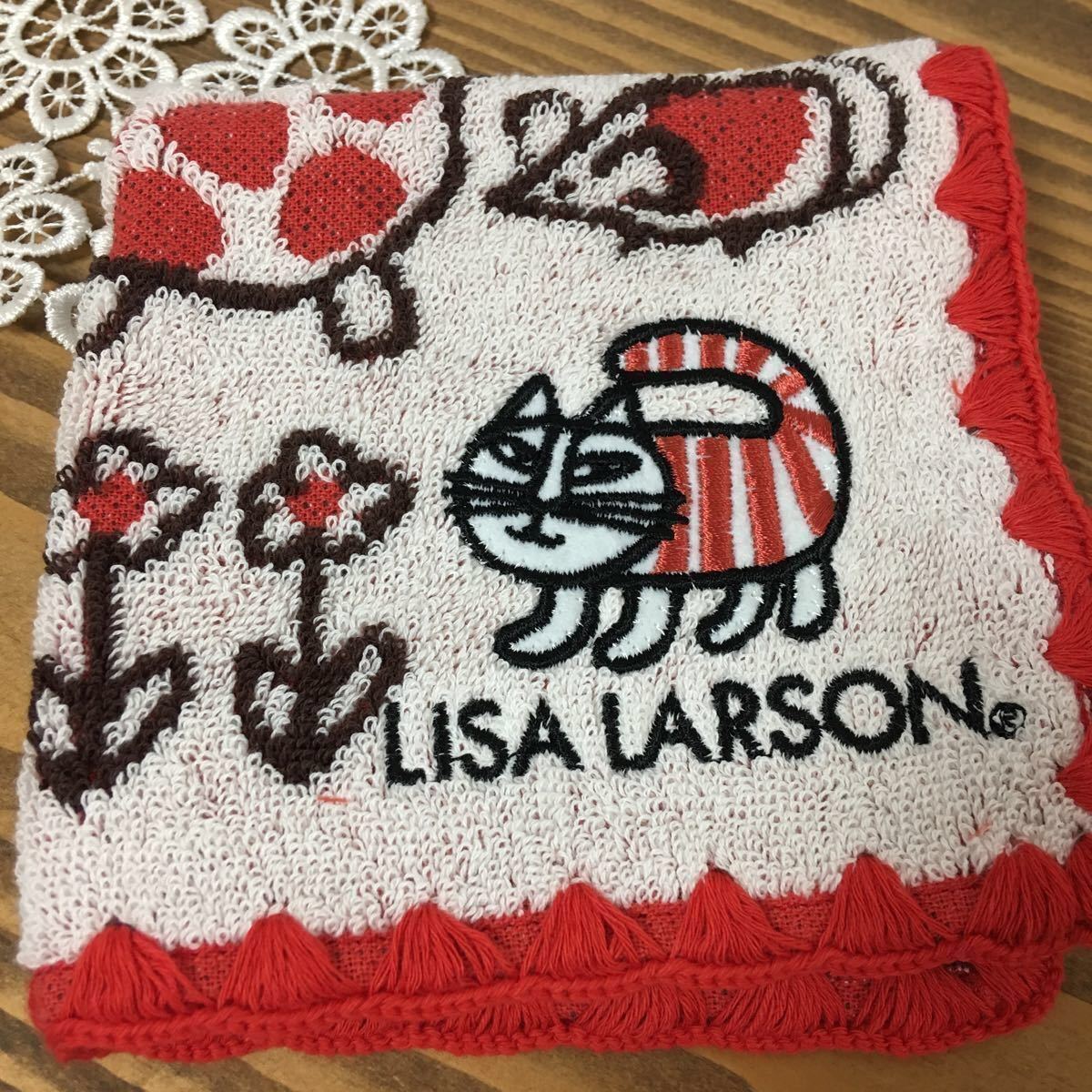 リサ ラーソン LISA LARSON 猫 ハンカチ 新品 送料120 タオルハンカチ 縦24.5cm スケッチキャット 猫_画像1