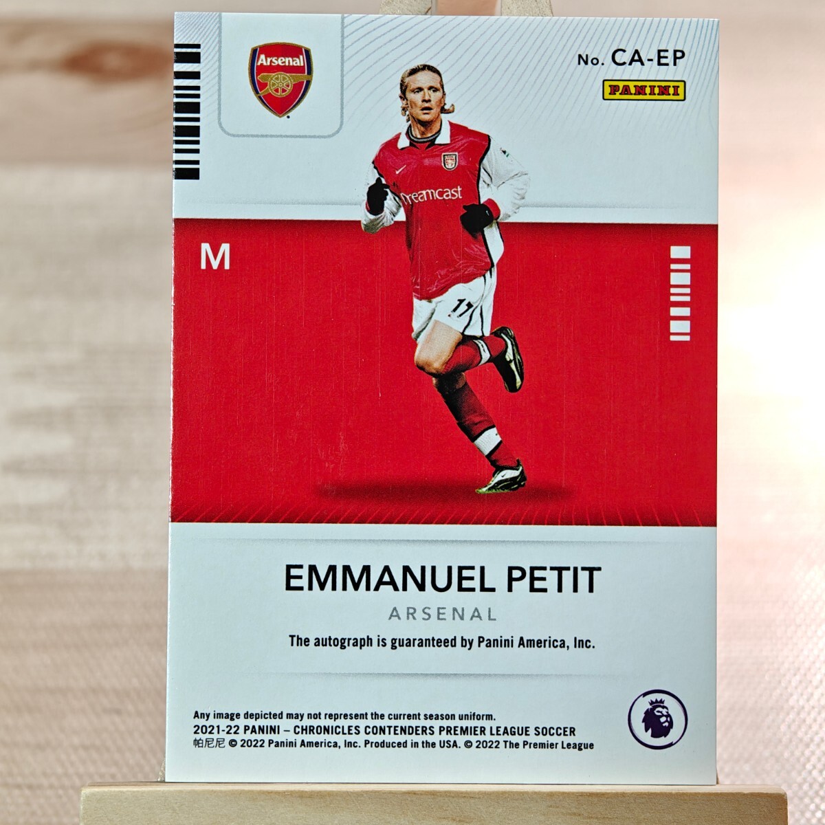 エマニュエル・プティ 2021-22 Panini Chronicles Emmanuel Petit Contenders Auto 405/500 Arsenal France RC 直筆サインカード_画像2