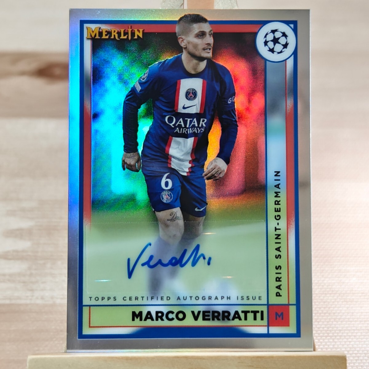マルコ・ヴェッラッティ 2022-23 Topps Merlin Chrome UEFA Marco Verratti Autograph Auto PSG 直筆サインカード_画像1