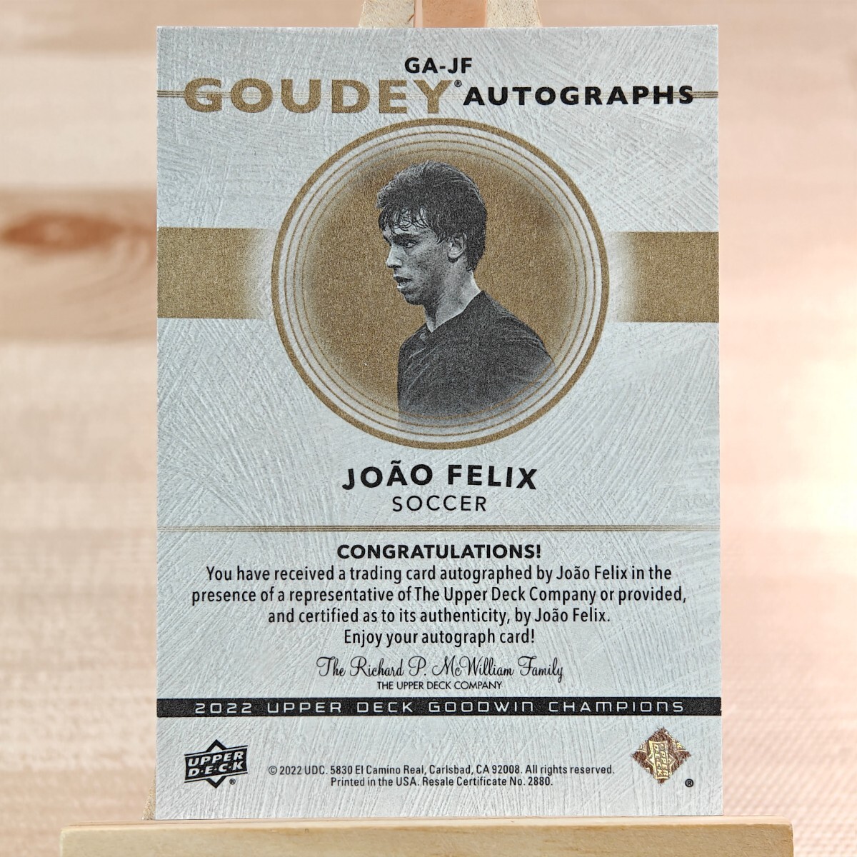 ジョアン・フェリックス 2022 Upper Deck Goodwin Champions Soccer Joao Felix Goudey On-Card Auto 直筆サインカード_画像2