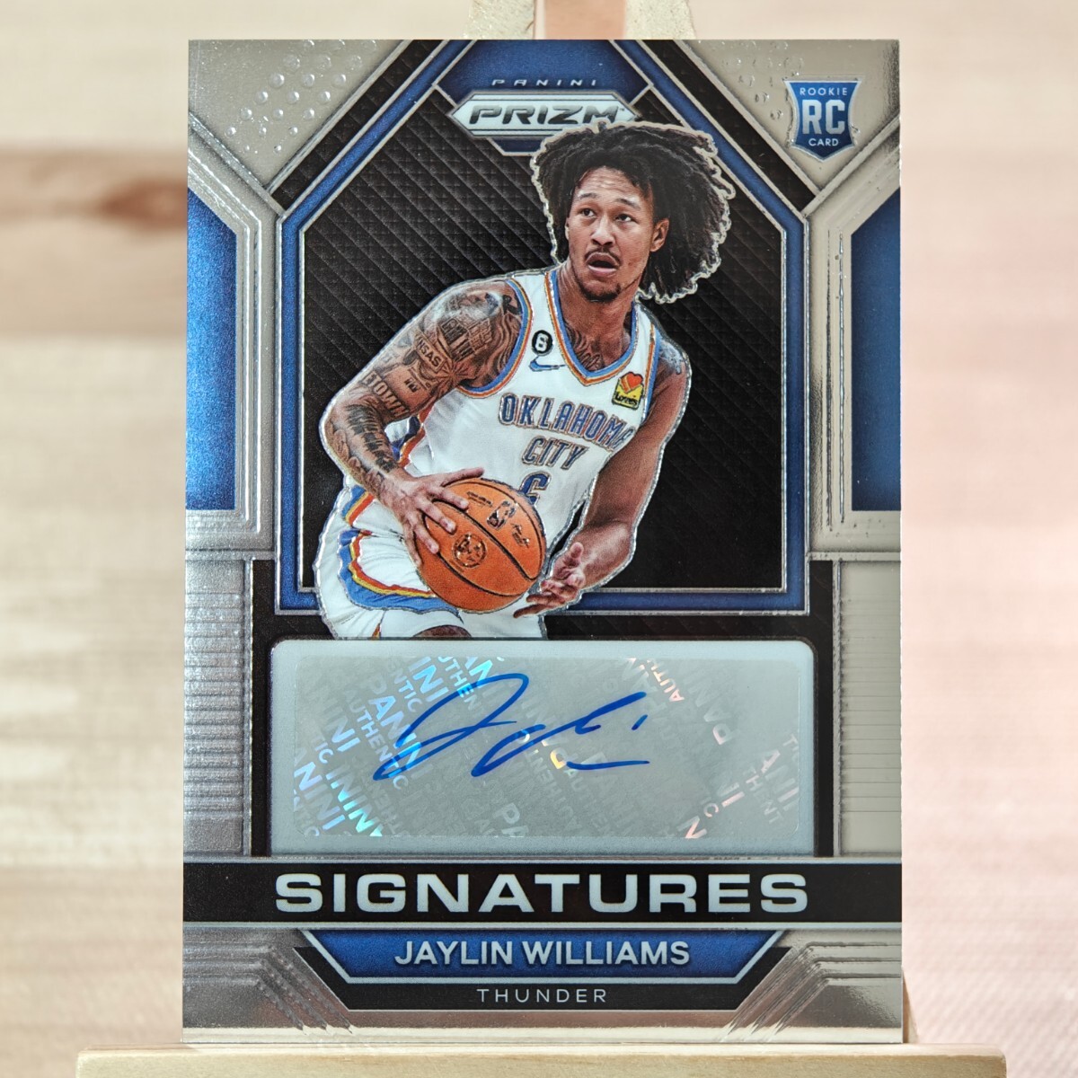 ジェイリン・ウィリアムズ 2022-23 Panini Prizm Silver Rookie Signatures Jaylin Williams Auto RC 直筆サインカード サンダーの画像1