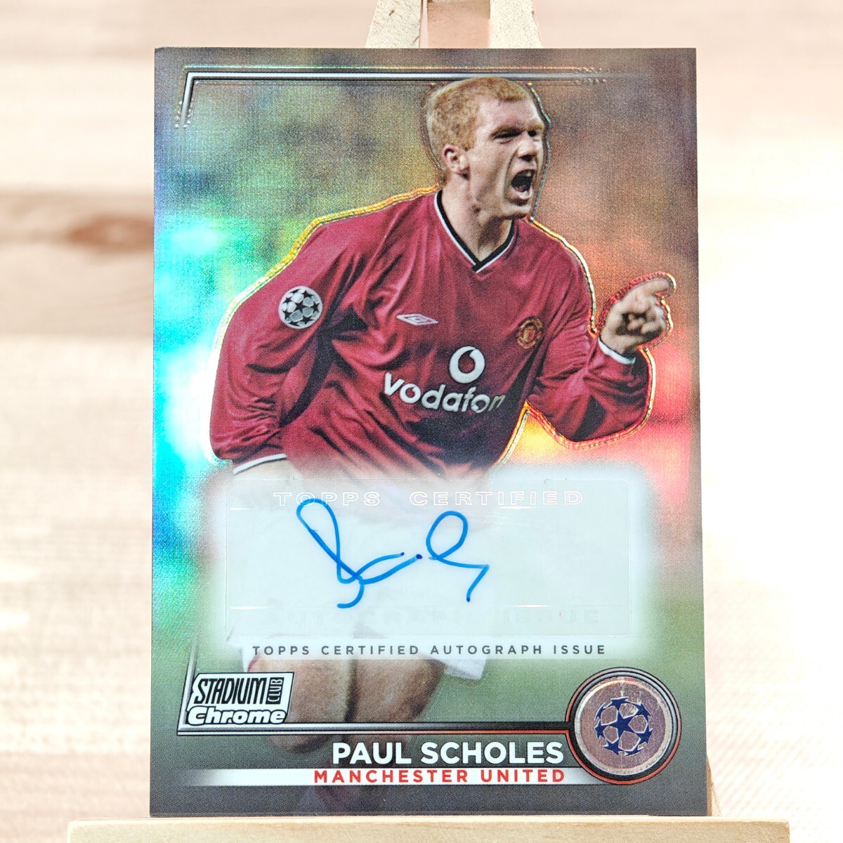 ポール・スコールズ 2022-23 Topps Stadium Club Chrome Refractor Paul Scholes Auto Manchester United 直筆サインカードの画像1