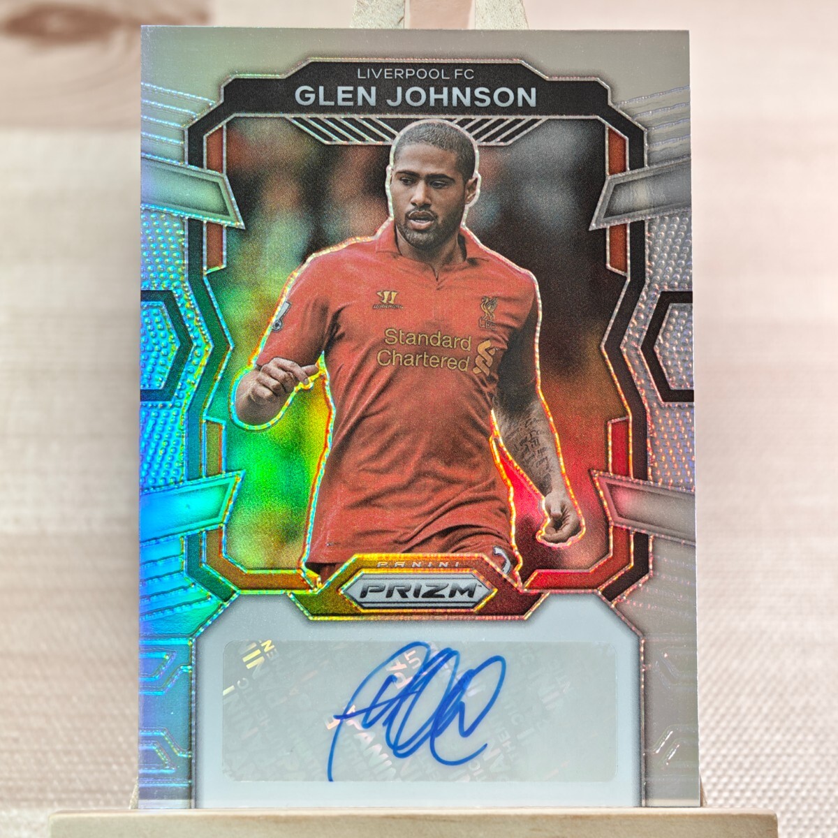 99枚限定 グレン・ジョンソン 2023-24 Panini Prizm Premier League Glen Johnson Silver Auto Liverpool 77/99 直筆サインカード_画像1