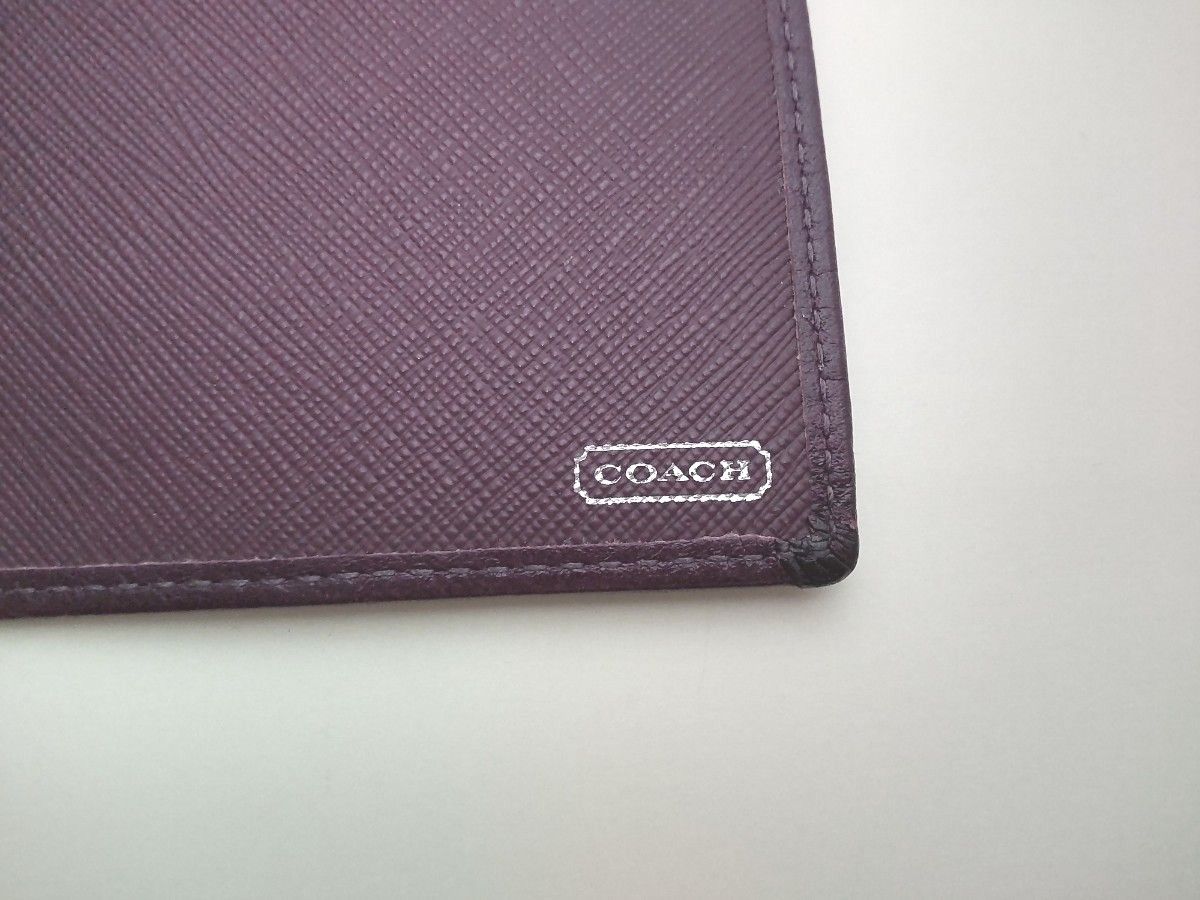 COACH　コーチ　マルチケース　紫　レシート入れ　チケットケース　レザー　通帳ケース