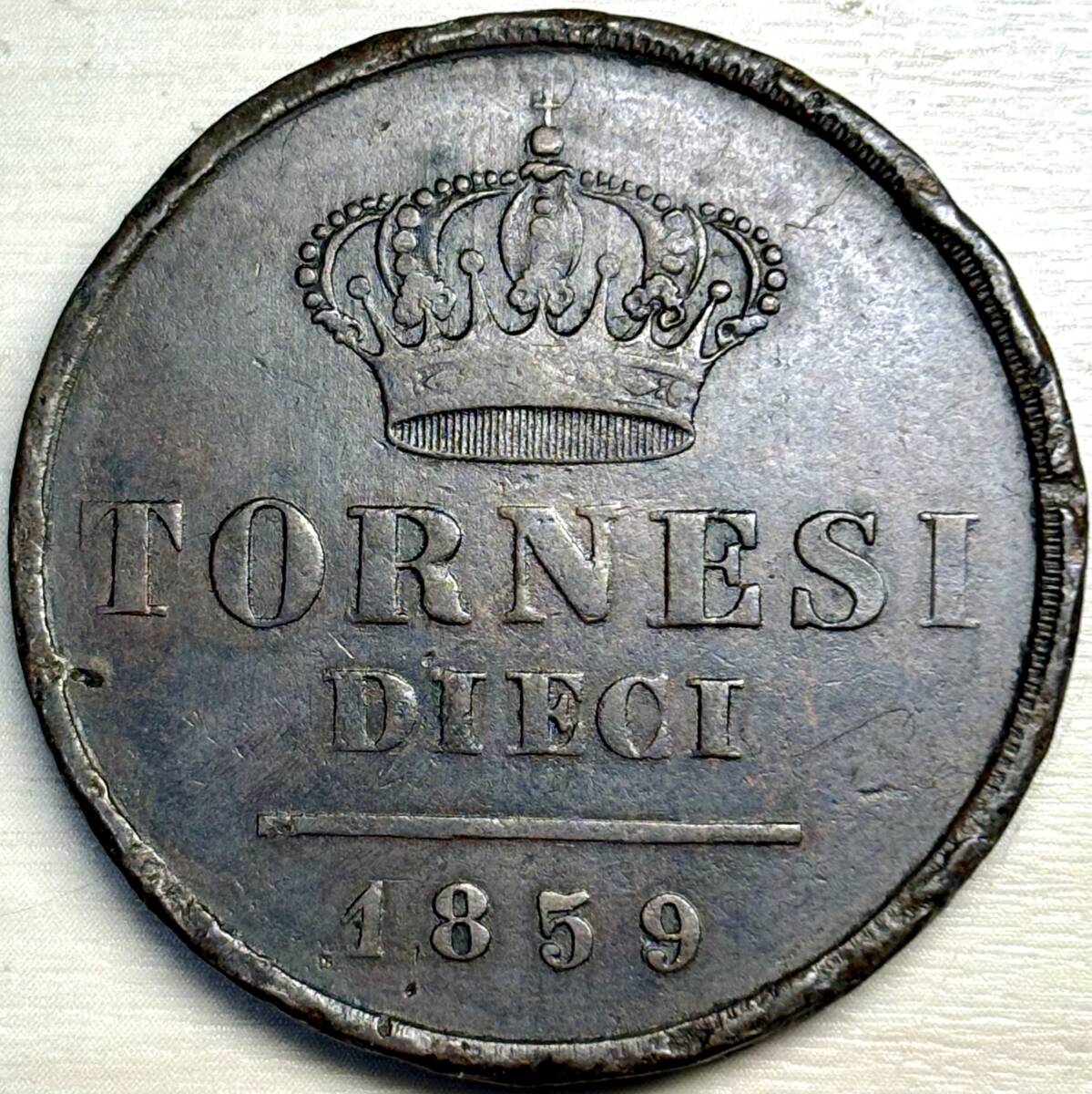 【イタリア大型銅貨】(1859年銘 31.2g 直径37mm)_画像2