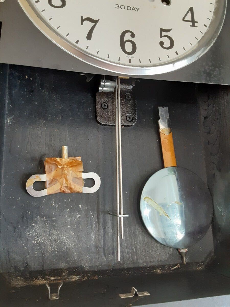 ジャンク品 SEIKO セイコー １ヵ月巻掛時計 30DAY 4P 408B AMHB 木製 レトロモダンの画像10