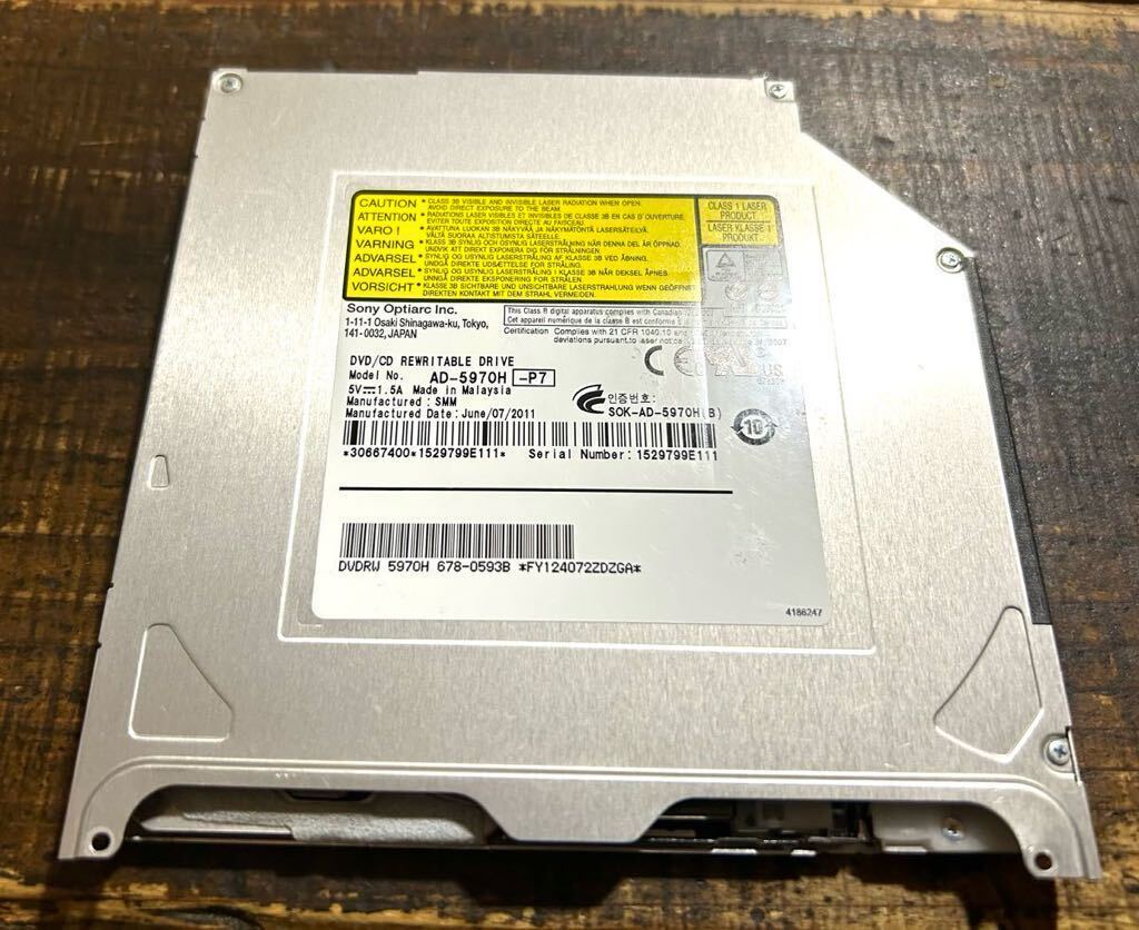 Sony DVDスーパーマルチドライブ AD 5970H SATA スロットイン型 MacBook Pro 13 A1278 15 Ap 1286 など用 動作品 少々訳あり大特価の画像2