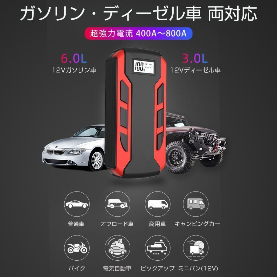 ジャンプスターター 日本製 12v24v 車用エンジンスターター 12000mAh ポータブル充電器 USB出力 スマホ急速充電器/ブースターケーブル LED_画像2