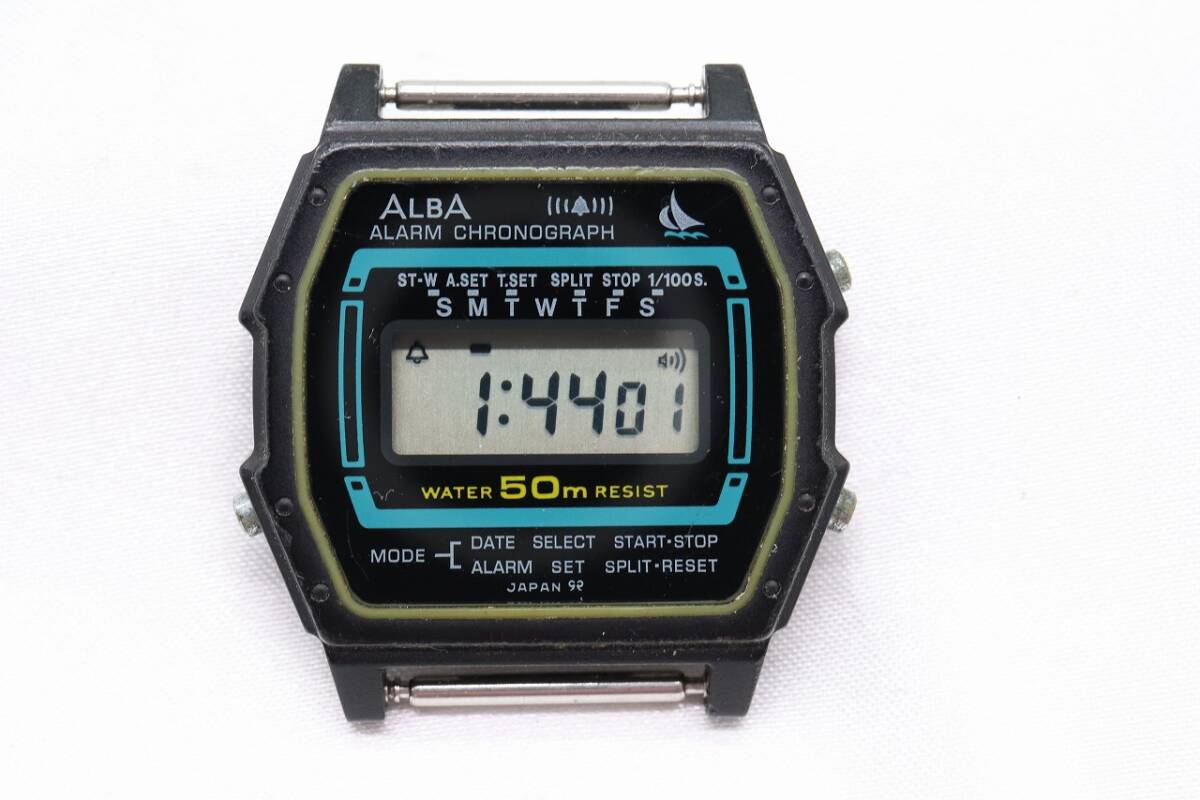 【W126-588】動作品 電池交換済 SEIKO ALBA セイコー アルバ クロノグラフ デジタル 腕時計 フェイスのみ Y799-4250 メンズ_画像2