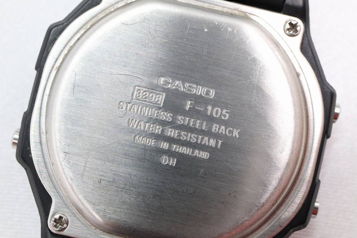 【W126-633】動作品 電池交換済 CASIO ILLUMINATOR カシオ イルミネーター デジタル 腕時計 F-105 メンズ【送料全国一律185円】_画像9