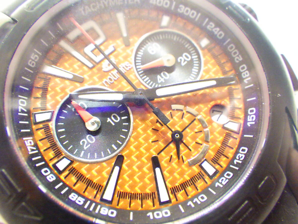 nolimits ノーリミット クロノグラフ クオーツ腕時計 オレンジ #091の画像6