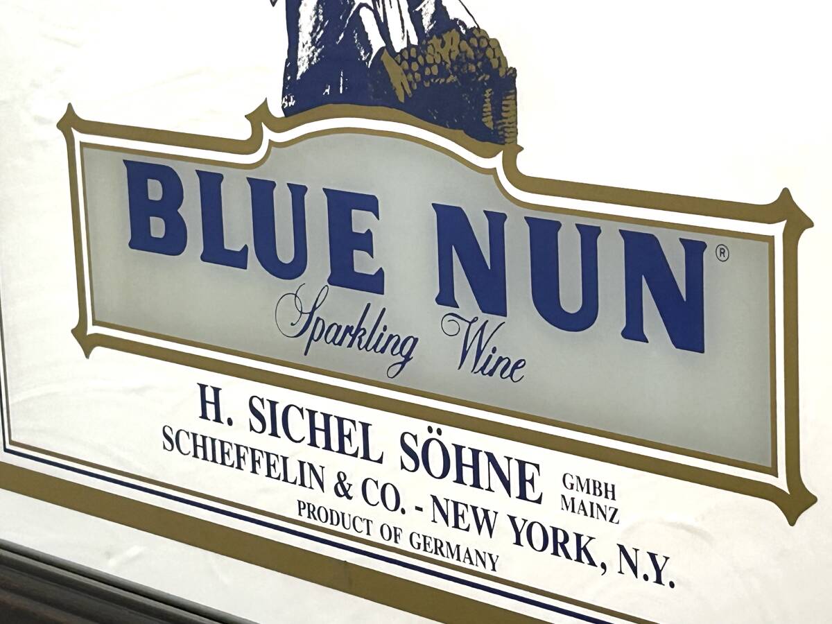 ビンテージ Blue Nun パブミラー ドイツ アドバタイジング 広告 酒場 鏡 ビンテージミラー ワイン Langguth Erben 修道士 壁掛け_画像7