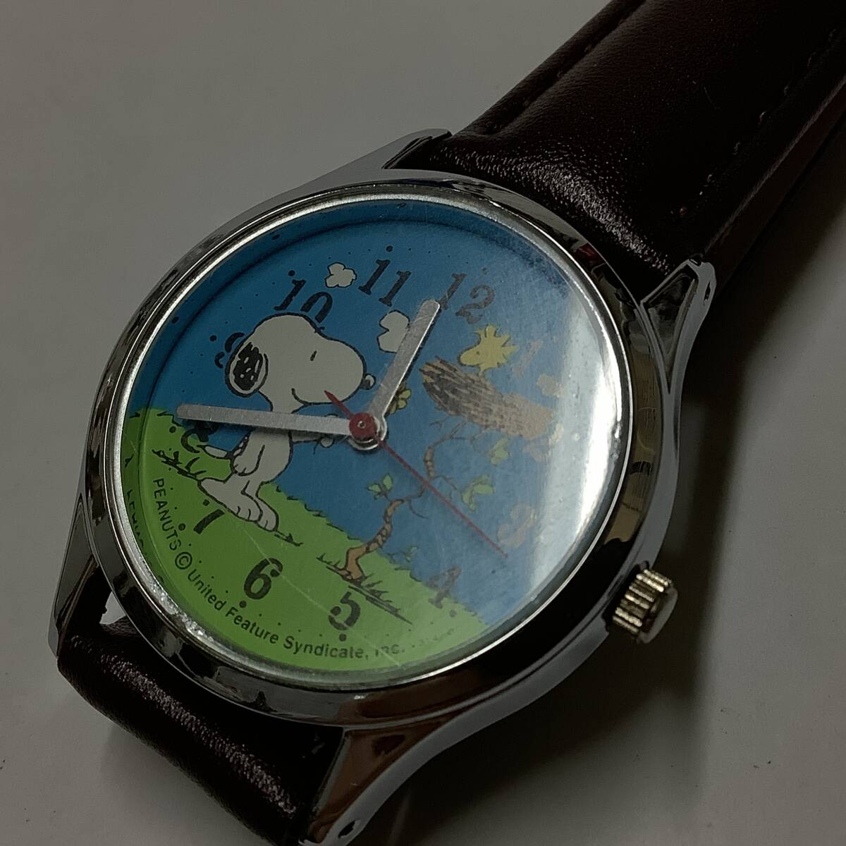 [ редкость! retro * ремень & батарейка заменен ] Citizen CITIZEN Peanuts Snoopy & Woodstock наручные часы герой часы 