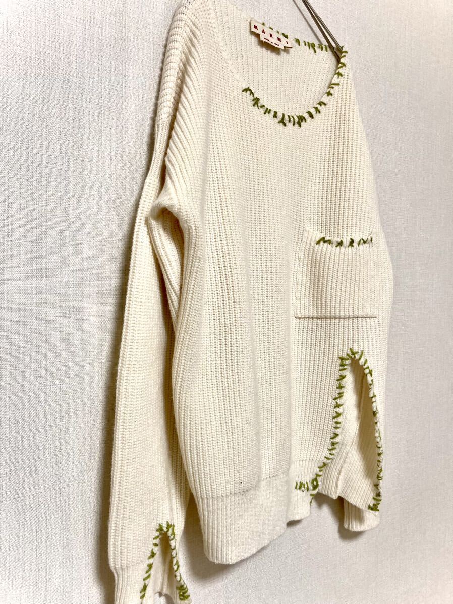 マルニ marni ウール ダメージ ニット セーター メンズ スリット マルニ marni ウール ダメージ ニット セーター メンズ スリット