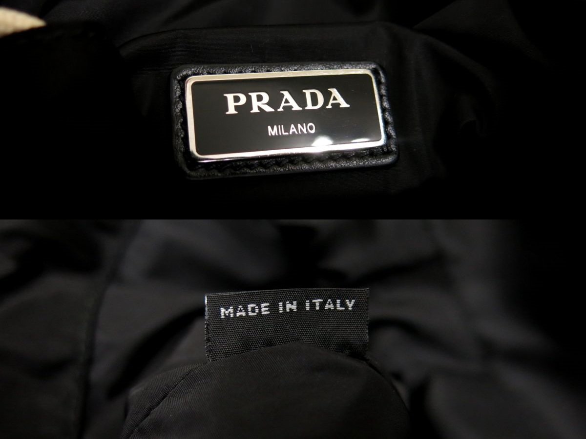 ●超美品●PRADA プラダ●ポコノ ナイロン カーフ レザー 本革●ナップサック●黒●SV金具●イタリア製●A4 書類 収納 かばん●Js44898_画像9