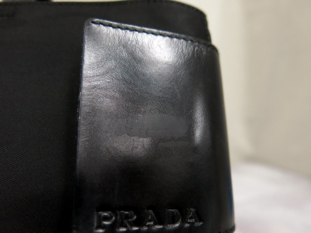 超美品●PRADA プラダ●ロゴ型押し●ポコノ ナイロン カーフ レザー 本革●ハンド トート バッグ●黒●SV金具●ヴィンテージ●A4●Js44994_画像10