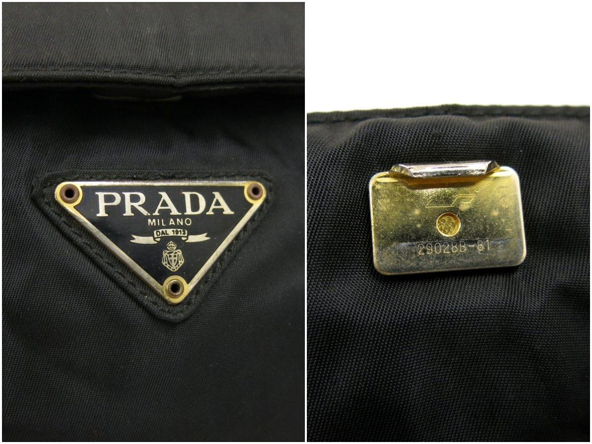 ◆PRADA プラダ◆ナイロン◆ミニ ハンド バッグ◆ブラック ゴールド金具◆イタリア製◆ヴィンテージ◆メタルハンドル◆フラップ◆A4354_画像8