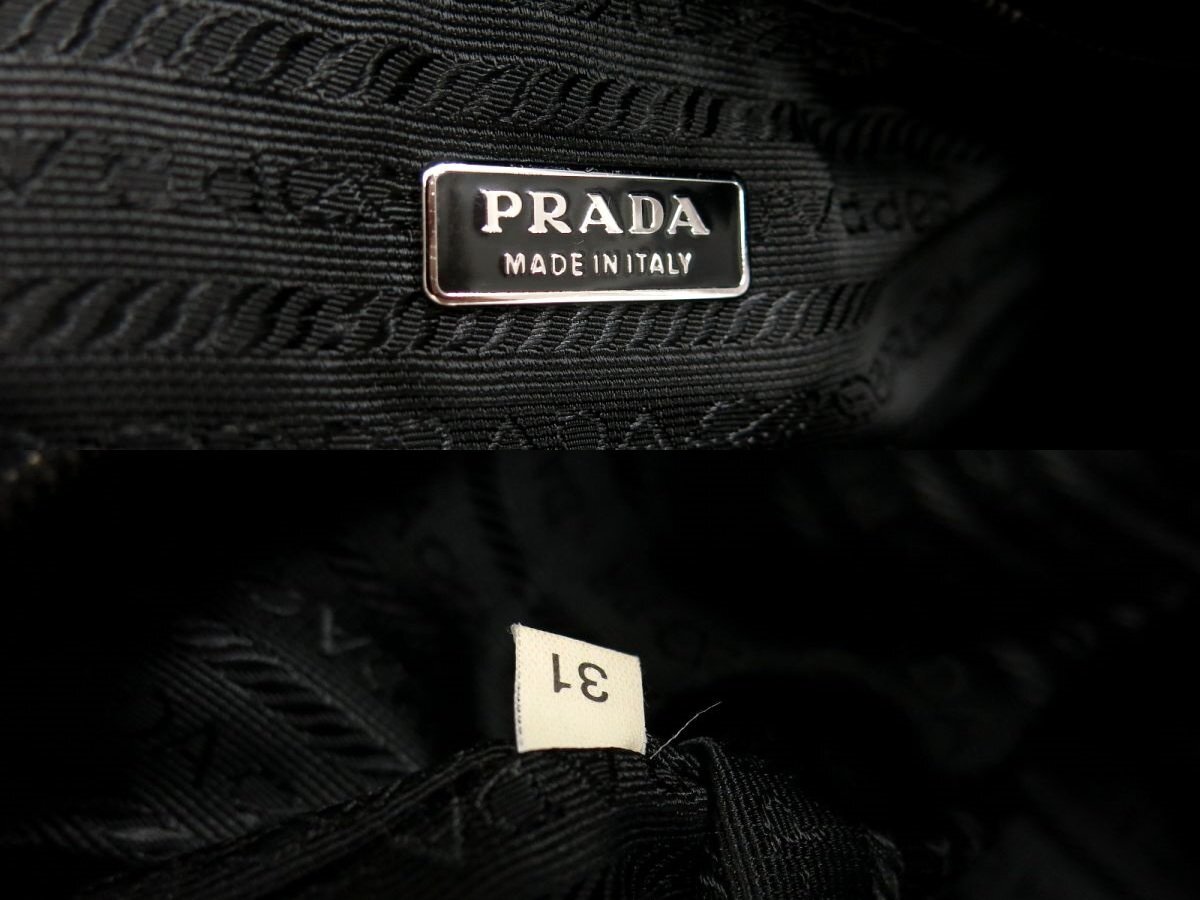 超美品●PRADA プラダ●三角ロゴプレート●ポコノ ナイロン カーフ レザー 本革●ハンド バッグ●黒●SV金具●イタリア製●腕掛け●Js45189_画像8