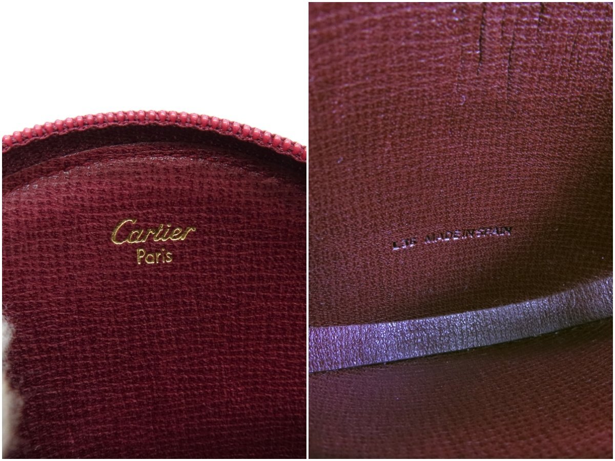 ◆未使用◆Cartier カルティエ◆マスト◆ロゴ型押し◆カーフ レザー 本革◆コインケース◆ボルドー ゴールド金具◆丸型◆財布◆A4538の画像10