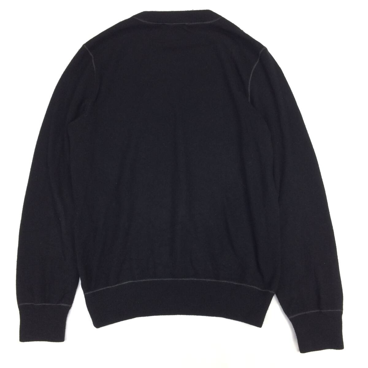  Ran way DOLCE&GABBANA Dolce & Gabbana soft knitted ribbed high gauge V gadget DG Logo knitted sweater 52=XL~XXL black 