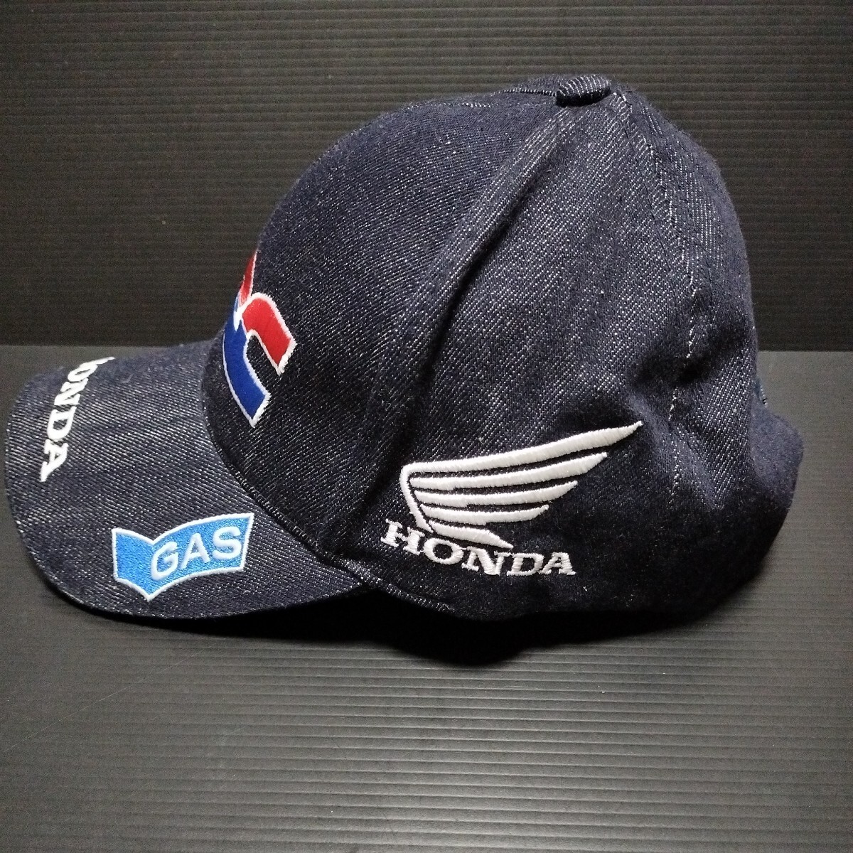 ● GAS HONDA「HRC　キャップ」刺繍 帽子　デニム　ホンダ_画像4