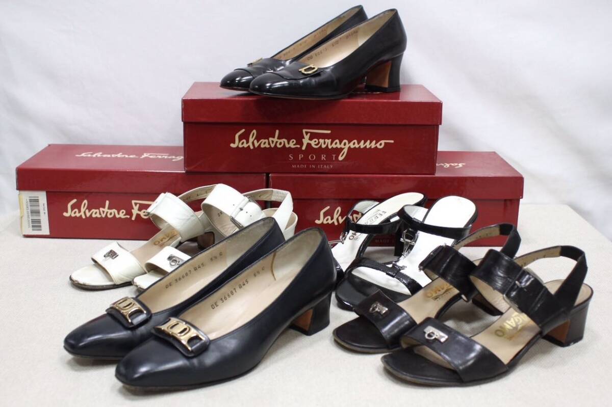  salvatore ferragamo サルヴァトーレフェラガモ　ジャンク　靴　まとめ5点セット パンプス　ミュール　ハイヒール（管理ID：516）_画像1