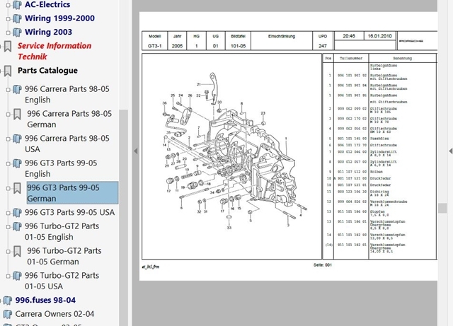 ポルシェ 911 996 カレラ & GT3 ワークショップマニュアル Ver2 整備書 配線図 ボディー修理 パーツリスト オーナーズマニュアル 修理書の画像8
