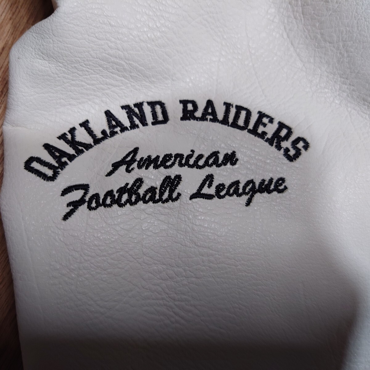 NFL RAIDERS　ロゴ刺繍袖レザースタジャン　レイダース_画像8