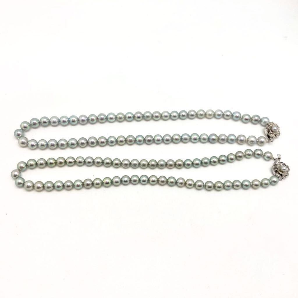 「アコヤ本真珠ネックレスおまとめ」a 約71g 約7.0-8.0mmパール pearl necklace accessory jewelry silver EA5_画像2