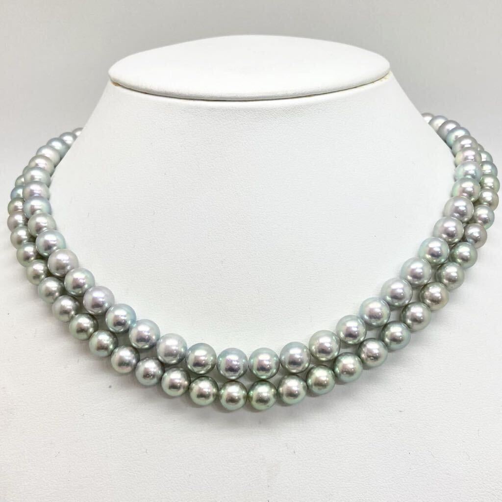 「アコヤ本真珠ネックレスおまとめ」a 約71g 約7.0-8.0mmパール pearl necklace accessory jewelry silver EA5_画像1