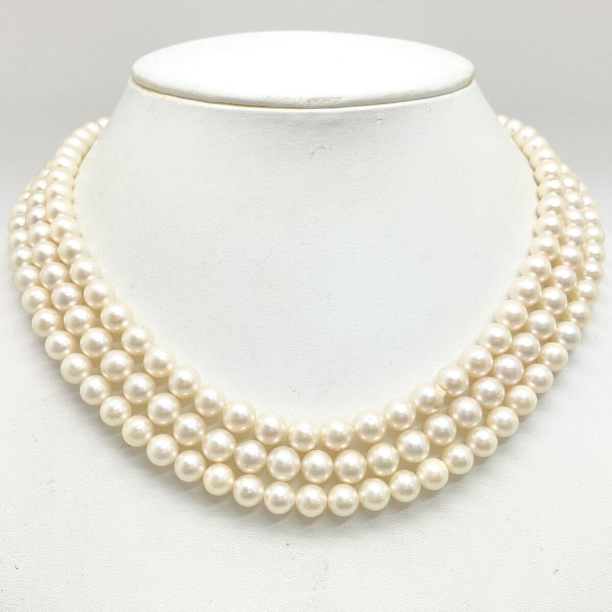 「アコヤ本真珠ネックレスおまとめ」m約82g 約6-7mmパール pearl necklace accessory jewelry silver EA5_画像1