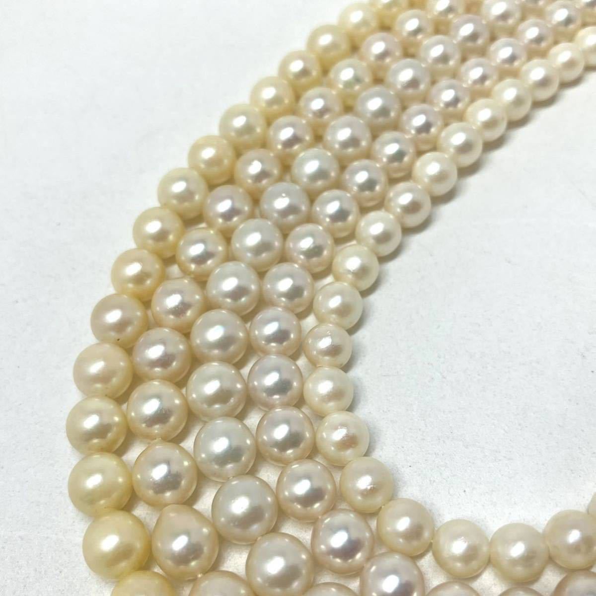 ［アコヤ本真珠アクセサリーパーツおまとめ］m 約136g 約6.0~7.5mm あこや ネックレス pearl necklace parts DA0_画像3