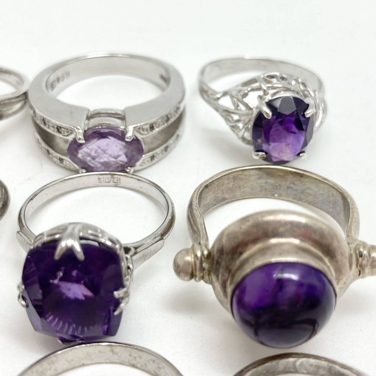 ダイヤ付き「アメジストおリングまとめ」 m 重量約46g アメジスト 紫水晶 amethyst 指輪 リング ring accessory silver 925 CE0_画像4