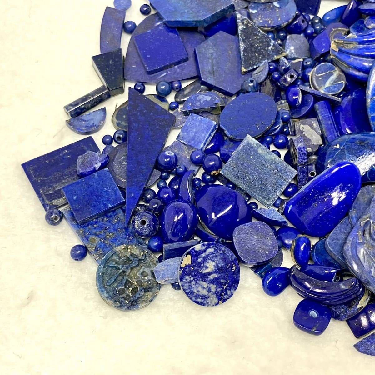 大量!!［ラピスラズリアクセサリーパーツおまとめ］m 重量約274g lapis lazuli 瑠璃 accessory jewelry parts 彫刻 婦人 丸玉 オーバル CE0_画像4