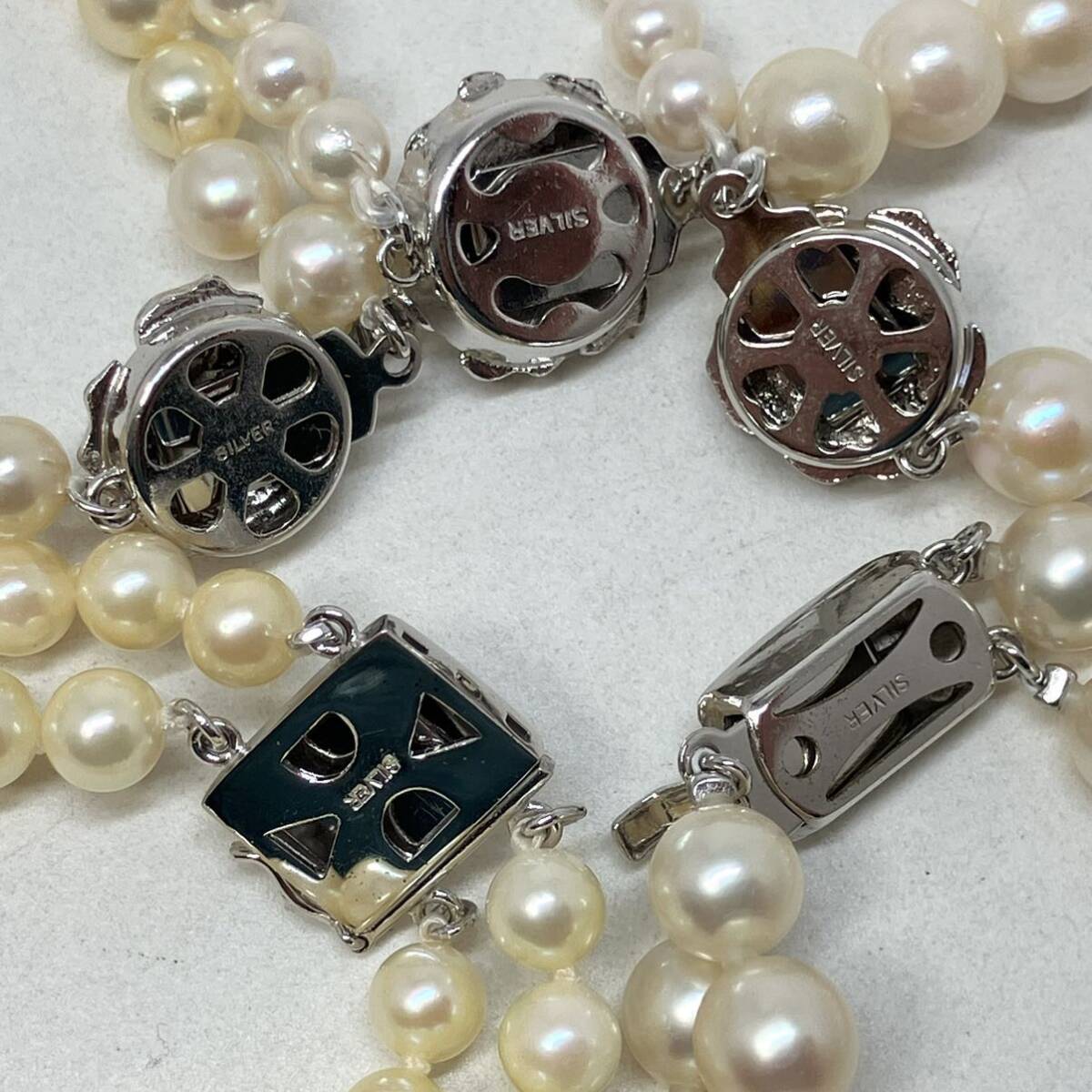 ［アコヤ本真珠ブレスレット5点おまとめ］m 重量約84.0g 約5.5〜7.5mm ベビー 真珠 2連 pearl bracelet jewelry accessory silver DA0_画像9