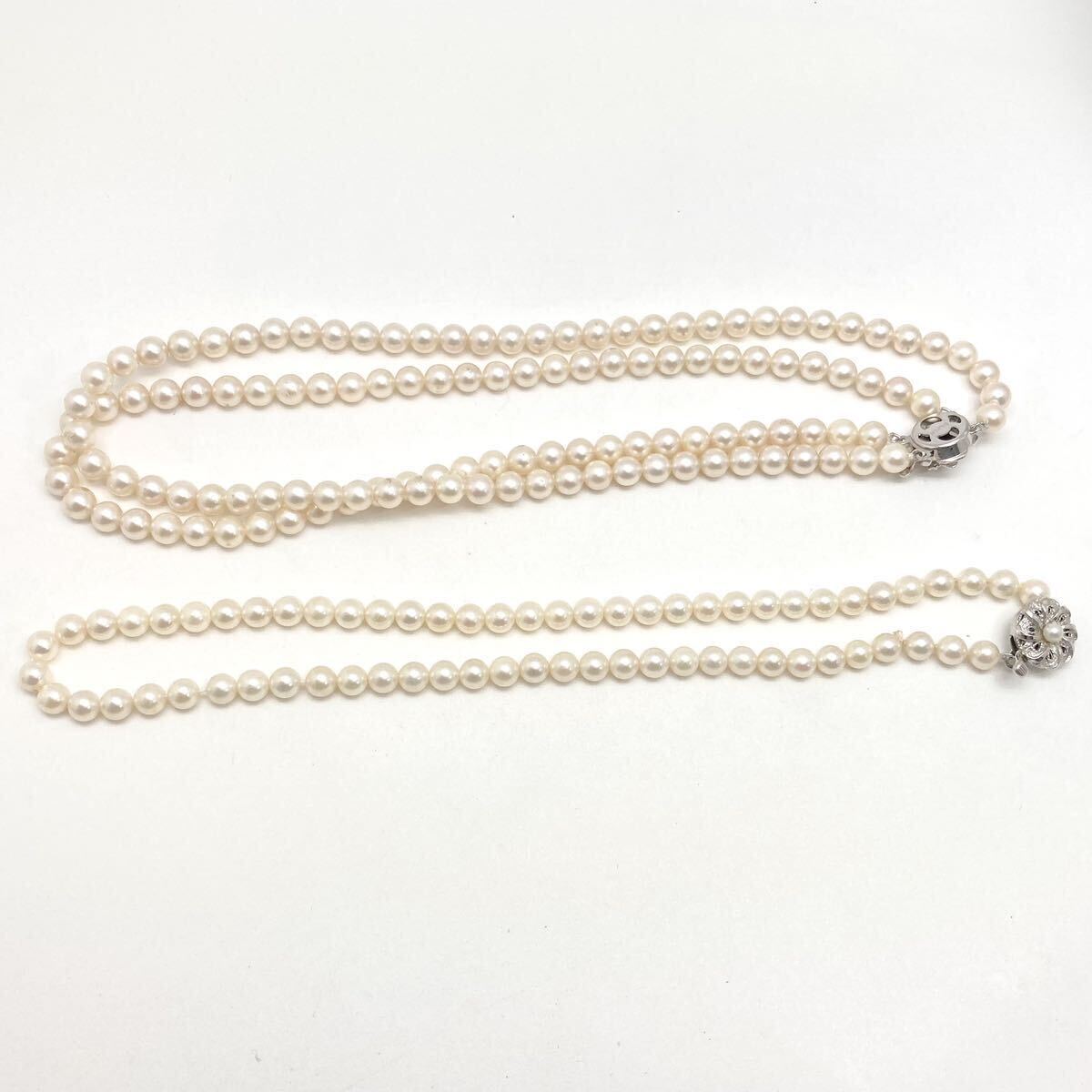 「アコヤ本真珠ネックレスおまとめ」m約82g 約6-7mmパール pearl necklace accessory jewelry silver EA5_画像2