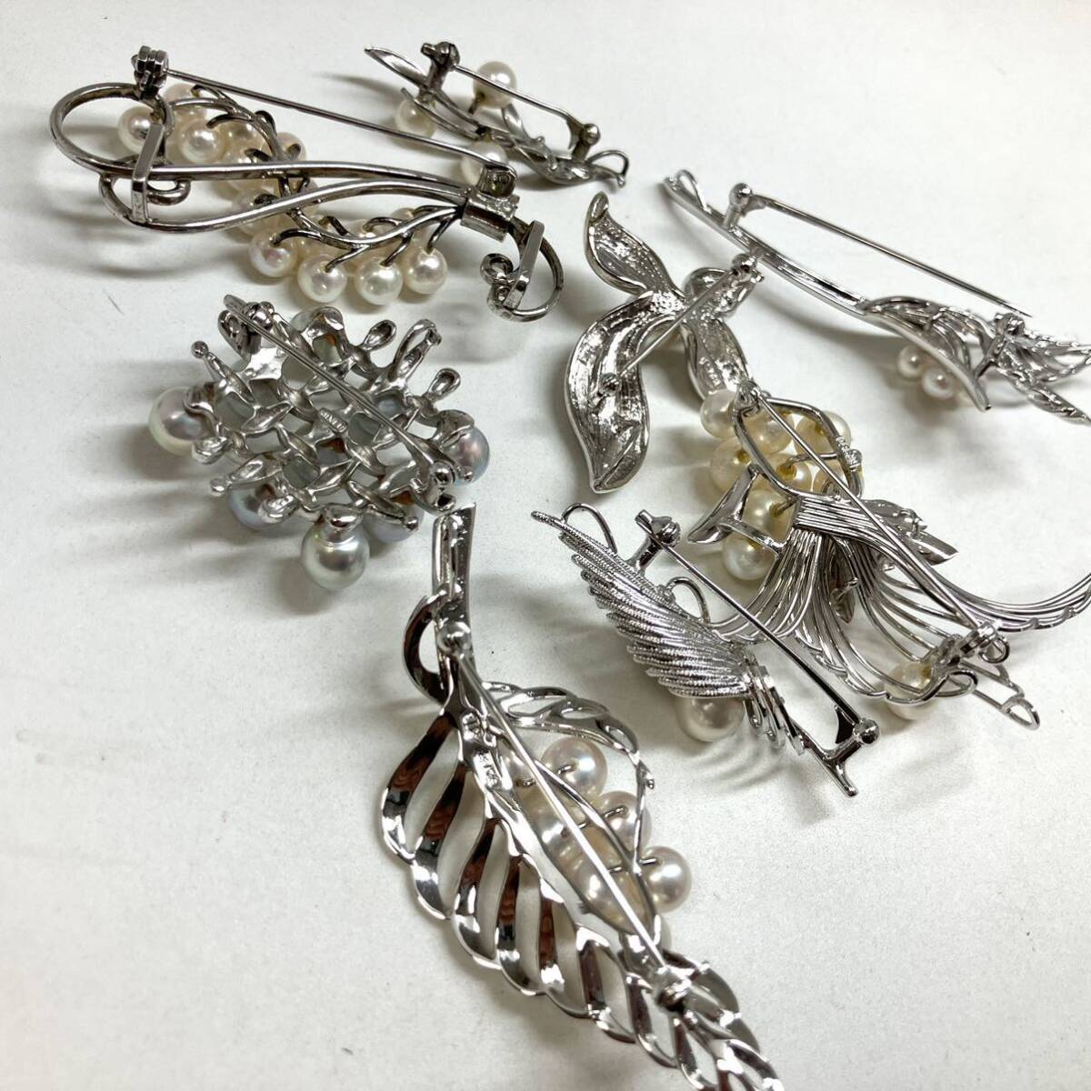 ［アコヤ本真珠ブローチ15点おまとめ］m 約150.0g あこや 真珠 ベビー パール pearl broach accessory jewelry silver 銀950 CE0の画像4