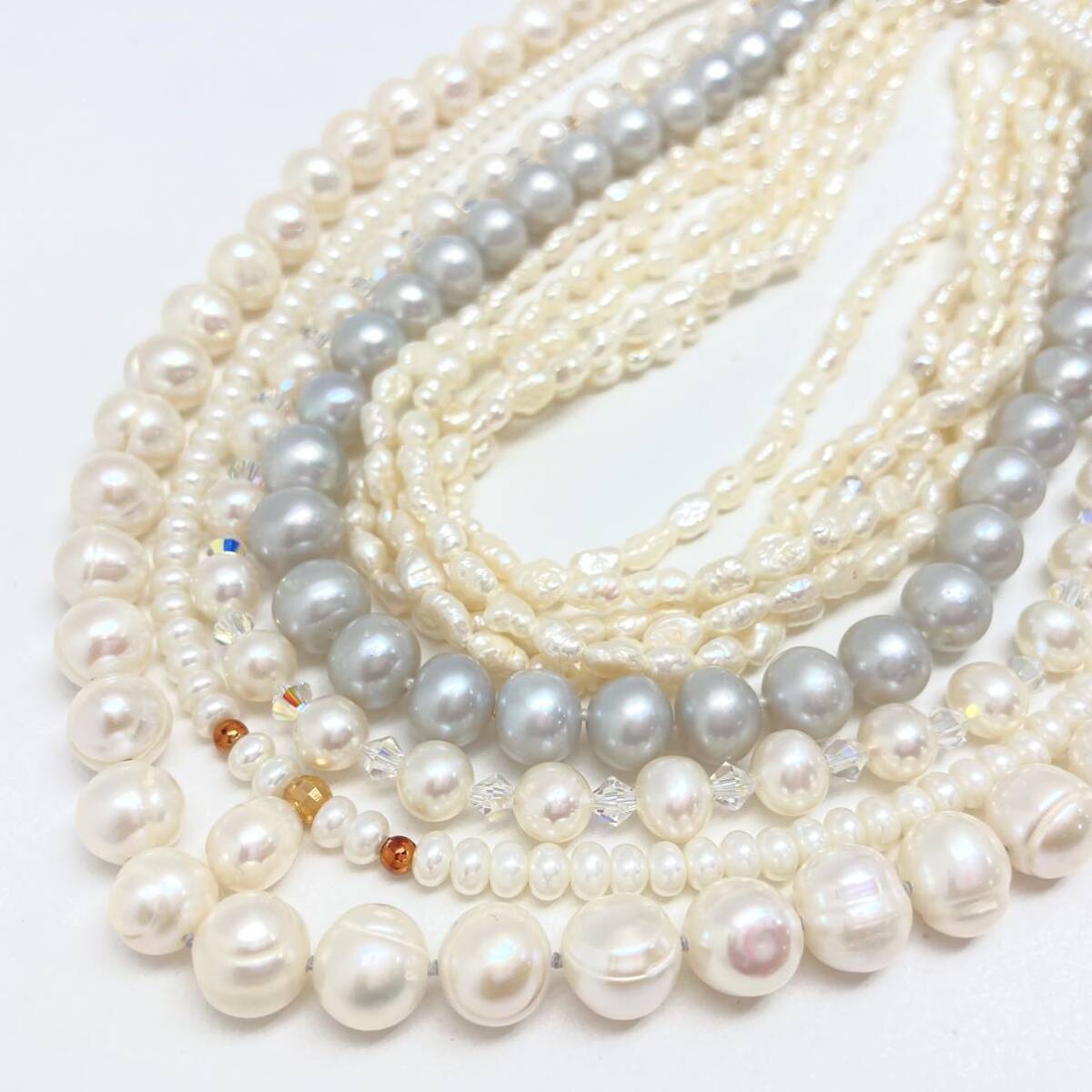 「淡水パールネックレスおまとめ」a 約366.5g 真珠 ケシ バロック ベビー pearl Pearl necklace jewelry silver DA0_画像3