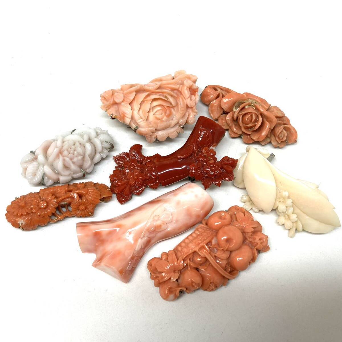 [.. obi .8 пункт . суммировать ]a масса примерно 125.5g.. коралл san . коралл coral скульптура красный . персик ветка obi . obi аксессуары для кимоно брошь broach серебряный CE0