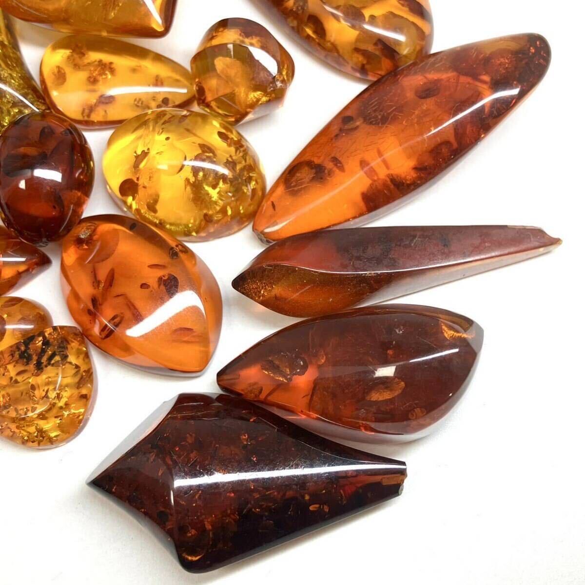 大量!!［琥珀アクセサリーパーツおまとめ］a 重量約110g コハク こはく アンバー べっ甲 amber necklace jewelry parts CE0_画像6