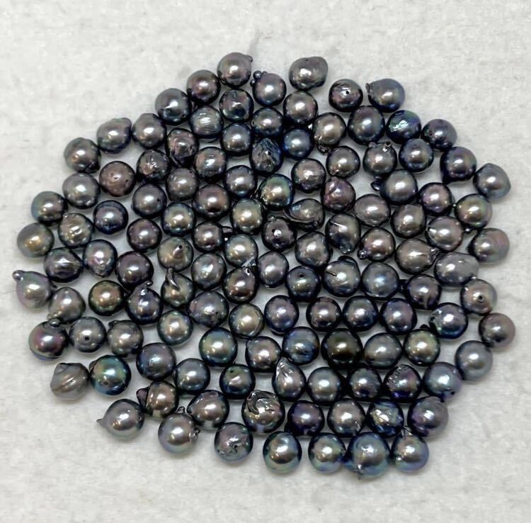 大量!!［本真珠おまとめ］a ◎重量約100g/500ct 約8-9mm珠 pearl パール 南洋黒蝶 アコヤ あこや 淡水 バロック パーツ parts Blue EA0_画像7