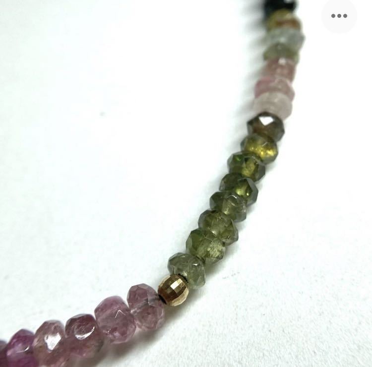 ［K18マルチカラートルマリンブレスレット］m ◎ 重量約6.0g 約20.5cm tourmaline jewelry bracelet green pink parts DC5_画像4