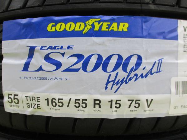 ローダウンKカー 新品タイヤ 中古アルミ 165/55R15 グッドイヤー LS2000HB2 2023年製 エコフォルム CRS102 6.0J 4/100 +45 ホワイト_画像2